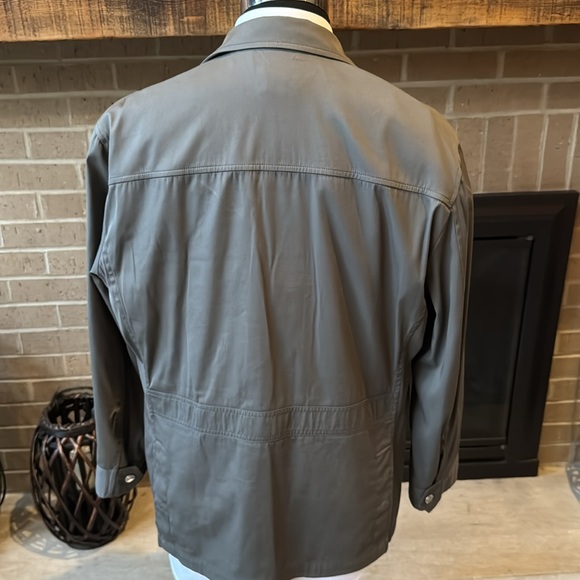 Brunello Cucinelli mens 46 green zip up button snap cotton blend light jacket - Picture 5 of 12